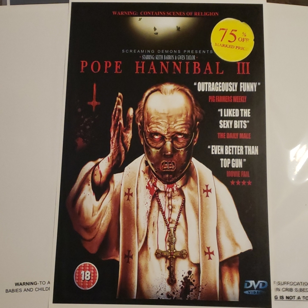 Too Fast Pope Hannibal Lecter Anthony Hopkins 3 DVD 11"x17" Tattoo Art Print